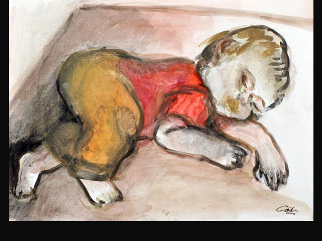 Franco Sleeping – watercolor 35 x 40 cm