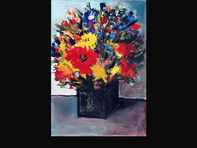 “Tarde con flores” acrílico 64x45 cm.